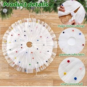 COPY - COPY - Tulle Christmas Tree Skirt White 36 inch Tree Skirt Colored Balls…